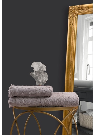 Varol Jacquard %100 Pamuk Banyo Havlusu 90x150cm Gri-90x150cm gri