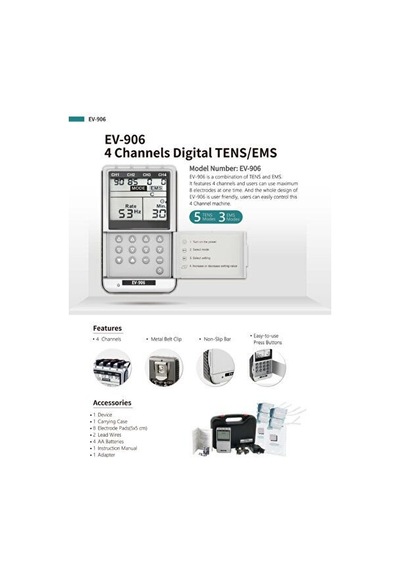 Everyway Ev-906 4 Kanallı Tens Ems Cihazı Adaptörlü Çantalı