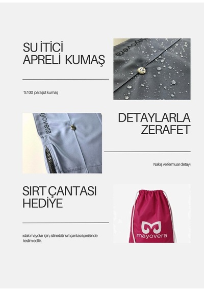 Mayovera Gri Fermuarlı Paraşüt Pantolon