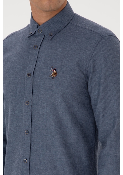U.S. Polo Assn. Erkek İndigo Uzun Kollu Basic Gömlek 50307686-VR028 U.S. Polo Assn. Erkek İndigo Uzun Kollu Basic Gömlek 50307686-VR028