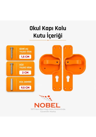 10 Adet Okul Kapı Kolu Kreş, Anaokulu Ve Sınıf Kapıları İçin Çocuk Korumalı Emniyetli Dayanıklı Plastik Kapı Kolu - Turuncu