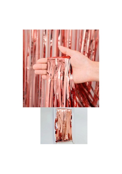 Metalize Arka Fon Kapı Perdesi Rose Gold 100x200 cm