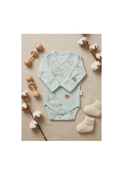 Deniva Kids Unisex Bebek Mint Yeşili Kendinden Eldivenli Ayıcık Desenli Kaşkorse Kruvaze Zıbın Body Deniva Kids Unisex Bebek Mint Yeşili Kendinden Eldivenli Ayıcık Desenli Kaşkorse Kruvaze Zıbın Body