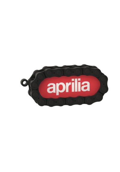 Aprilia Logolu Özel Tasarım Zincir Detaylı Motosiklet Anahtarlığı Beyaz - Kırmızı