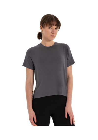 Inguz Modal Bisiklet Yaka Basic Yoga T-shirt Gri