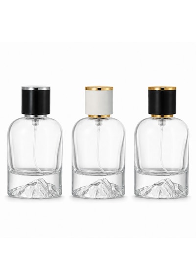 20 Adet Boş Cam Parfüm Şişe, 50 Ml, Kare Mount Dağ Model, Şeffaf, Geçmeli-fmd-50