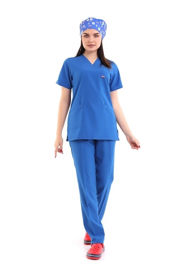 Zarf Yaka Kadın Takım - 56 Saks Mavi-5853-56 Saks Mavi