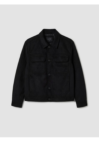 Lcw Vision Siyah Regular Fit Gömlek Yaka Erkek Süet Mont