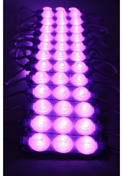 Leled-modül Üçlü Büyük Mercekli 3w Mor 3030 Smd Ledli Mor