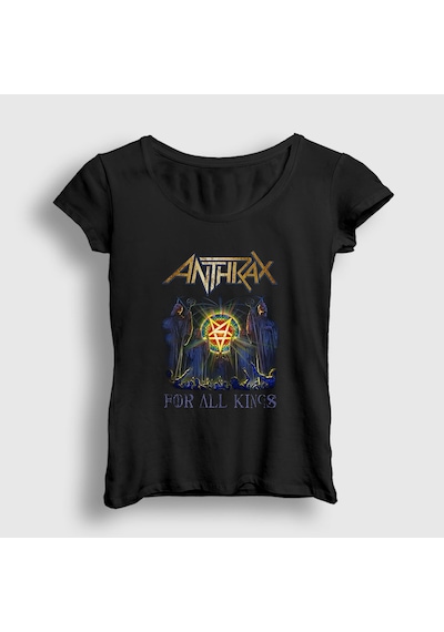 Presmono Kadın Kings Anthrax T-shirt Siyah