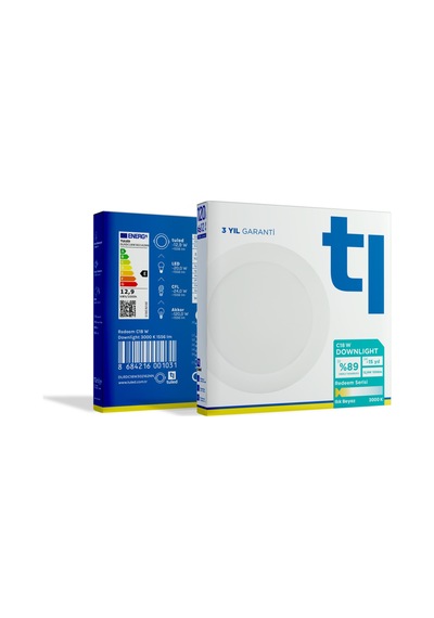 Redeem C18W Downlight, Titreşimsiz, Göz Konforu, 1556 Lümen, Ilık Beyaz, 3000 Kelvin Beyaz