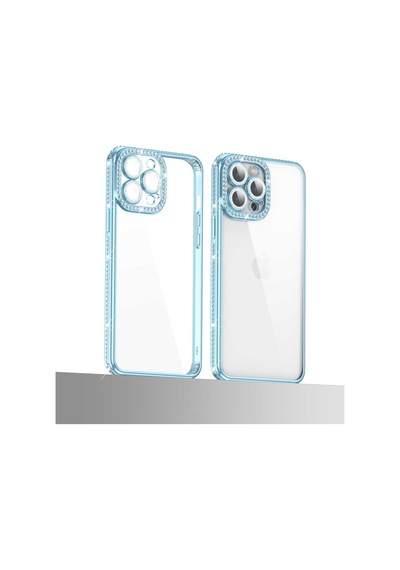 Apple Uyumlu iPhone 13 Pro Max Kılıf Kamera Korumalı Taşlı Zore Mina Kapak Gümüş