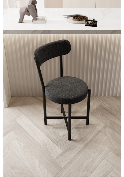 Sandalye 1 Adet Keten Kumaş Metal Ayak Modern Mutfak Sandalyesi Cafe Balkon Ofis Teddy 9817 Anstrast Çok Renkli