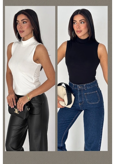 Noa & Noa 2'li Paket Kadın Kolsuz Boğazlı Basic Body Sleek Core SIYAH Noa & Noa 2'li Paket Kadın Kolsuz Boğazlı Basic Body Sleek Core SIYAH