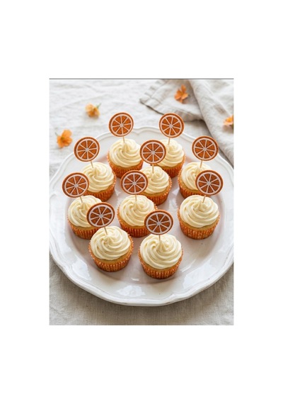 Portakal Turuncu Simli Cupcake Kürdanı Doğum Günü Parti Ve Pasta Süsü 10 Lu 5cm