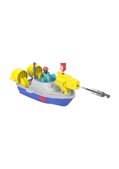 Fisher-price Imaginext Jurassic World Rebirth Dev Ağızlı Mosasaurus, 45,5 Cm'lik Dinozor Oyuncağı, 7,5 Cm'lik Aksiyon Figürü, Fırlatıcılı Tekne Ve 2 Cephane, Jfr23
