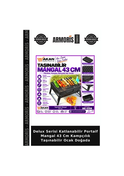 Delux Serisi Katlanabilir Portaif Mangal 43 Cm Kampçılık Taşınabilir Ocak Doğada Çok Renkli