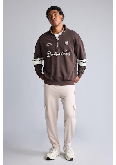 Defacto Nba Brooklyn Nets Standart Fit Kargo Cepli Jogger Eşofman Altı H9641ax26aubg816 Bej-bg816