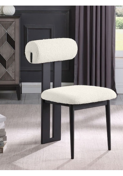 Poofy İskandinav Ahşap Bohem Sandalye Siyah - Beyaz