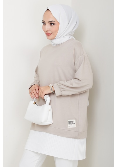 Bestenur Arma Detay Piliseli Oysho Tunik 1627 - Taş Taş