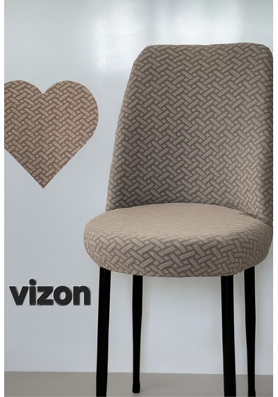 Tuğla Desen Oval Sandalye Kılıfı Likralı Esnek Yıkanabilir Lastikli Sandalye Örtüsü 1 Adet Vizon - 794636120 Vizon