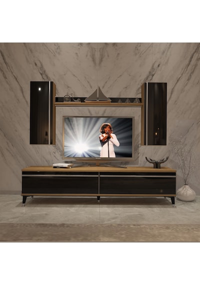 Decoraktiv Eko 7 Mdf Std Silver Tv Ünitesi Tv Sehpası Pera - Siyah