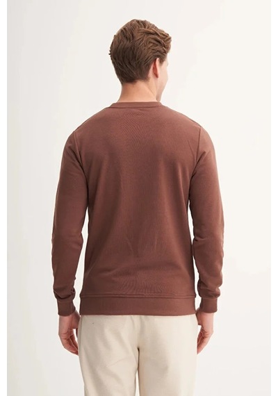 Cazador Slim Fit Mevsimlik 3 İplik Pamuk Karışımlı Sweatshirt-54185 Kahverengi