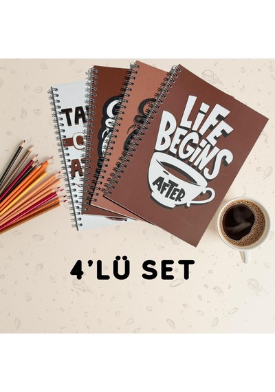 A5 Spiralli Coffee Defter 40 Yaprak 4'lü Tamamı Çizgisiz