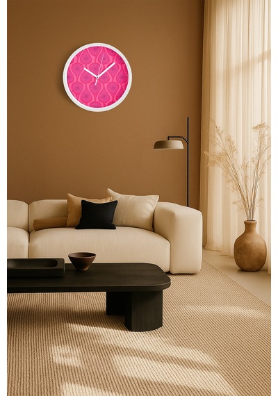 Soyut - Geometrik Temalı Modern Duvar Saati - 25cm - Önü Camlı Beyaz Kasa - Sessiz Mekanizma-jh0318 Beyaz