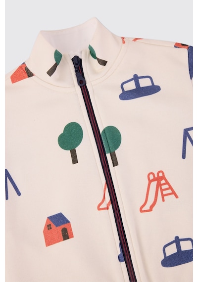 Panço Erkek Bebek Fermuarlı Bej Sweatshirt Krem 2621BB08001
