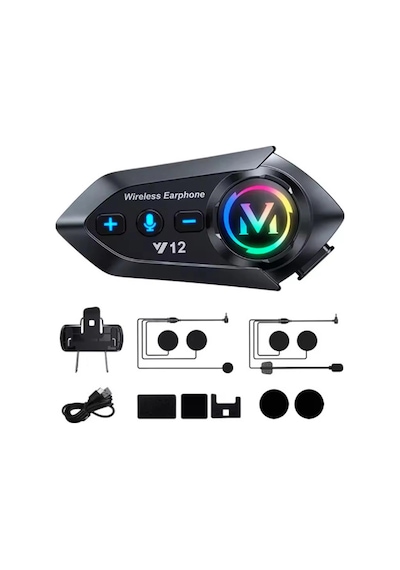 Y12 Motor Kask Kulaklık Rgb Modlu Radyolu Motosiklet Kulaklık 5.3 Bluetooth Intercom 55105135