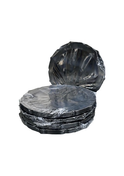 Omeyva Davet Parti Sunum Doğum Günü Siyah Renkli Sert Plastik Mika Tabak - 22 Cm. -6 Adetlik 5 Paket Siyah