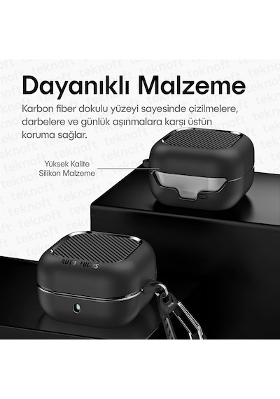 Samsung Galaxy Buds 4 Pro Ve Buds 4 İle Uyumlu Mat Karbon Fiber Dokulu Darbelere Dayanıklı Prem