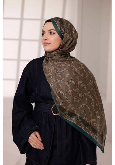 Mimiyum Nazenin Desen-soft Şal Yeşil Kahve Çok Renkli