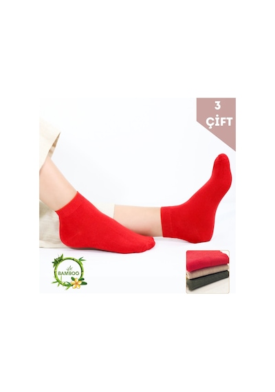 Kral Socks Kadın Bambu Patik 3 Adet Görünmez Dikişsiz Parfümlü Yazlık Çorap Asorti