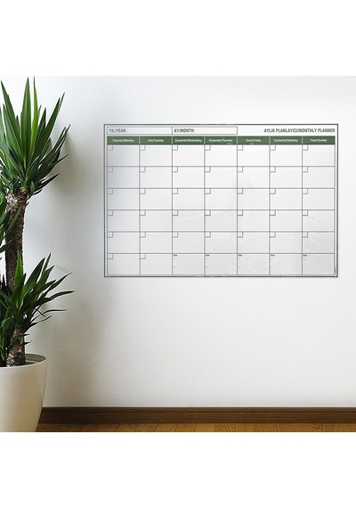 Manyetik Yapışkanlı Bir Aylık Program Planlayıcı Takvim 85x56 Cm Timya/go1395 204604 Siyah