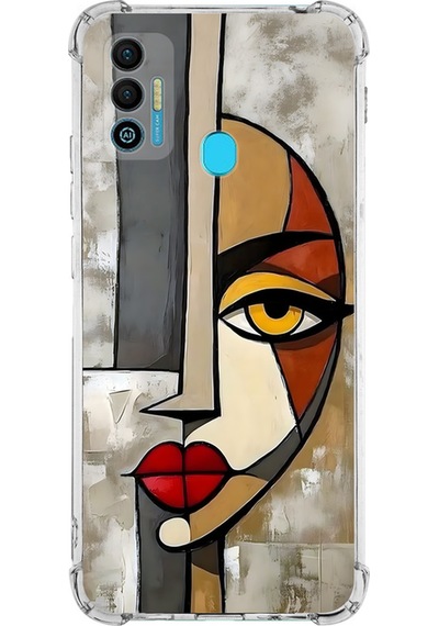 Tecno Spark 7 İle Uyumlu Köşe Korumalı Kılıf Metamorfoz Çözmleme Tasarımlı Uv Baskılı Şeffaf