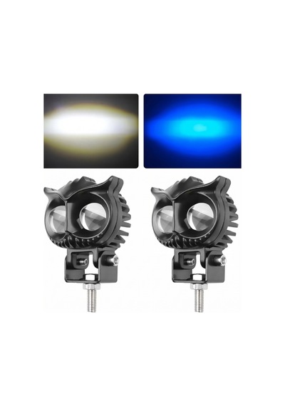 Baykuş Led Sis Farı Çakarlı 4 Fonksiyon Çift Renk Buz Mavi-beyaz Moto-offroad-suv