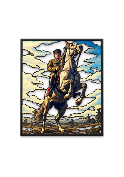 Şahlanan Atta Başkomutan - Metal Tablo - Dec0326 56 X 65 Cm Çok Renkli