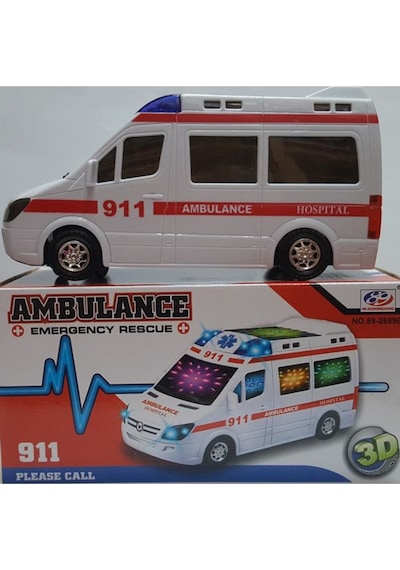 3d Işıklı. Sirenli Çarp Dön Sensörlü Ambulans