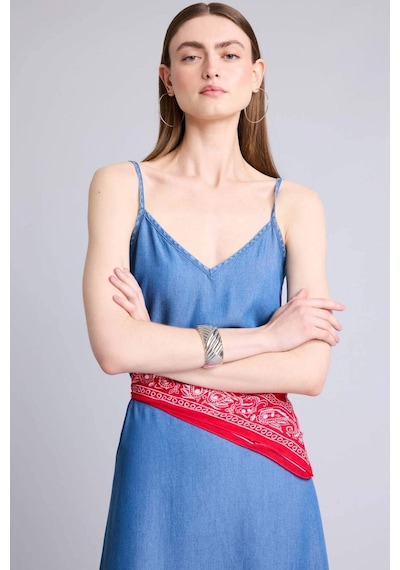 Defacto Fashıon Fıt Tencel Açık İndigo Midi Elbise H2539ax26hsnm85 İndigo-nm85