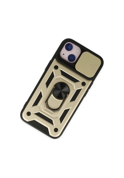 Apple iPhone Uyumlu , 14 Kılıf Pars Lens Yüzüklü Silikon - Gold