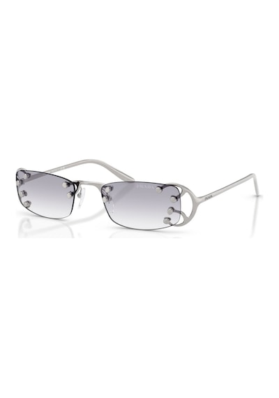 Prada Pr C57s 28h40v 52 Unisex Dikdörtgen Degrade Gümüş Metal Güneş Gözlüğü Gri