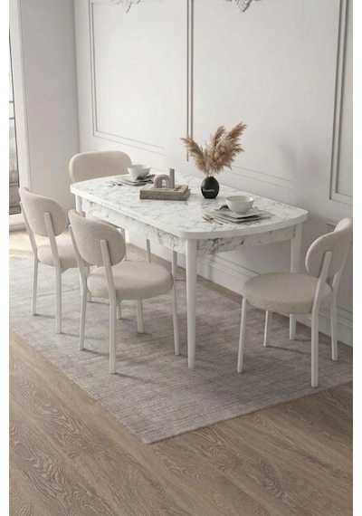 Renlife 4 Kişilik Açılır Mutfak Masa Takımı Yemek Masası Ve Sandalye Seti Metal Ayaklı Carara Krem Beyazmermer Krem Renlife 4 Kişilik Açılır Mutfak Masa Takımı Yemek Masası Ve Sandalye Seti Metal Ayaklı Carara Krem Beyazmermer Krem
