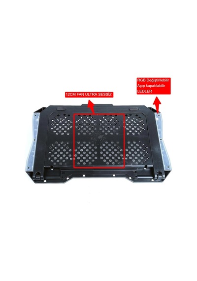 Ga47 Gaming Dizüstü Bilgisayar Soğutucu Laptop Standı 12cm Fan Rgb Led Telefon Tutucu Yükseklik Ayarlı