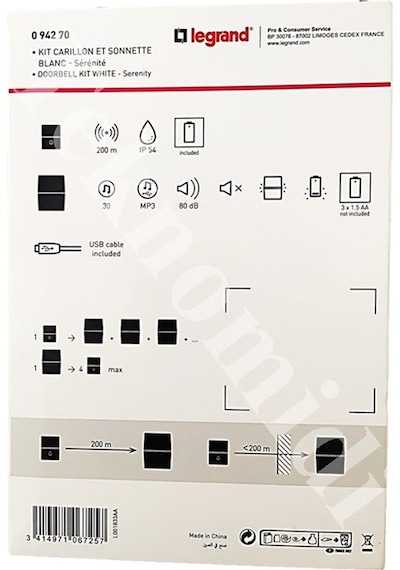 Legrand 094270 Serenity Kablosuz Zil 200 Metre Menzil