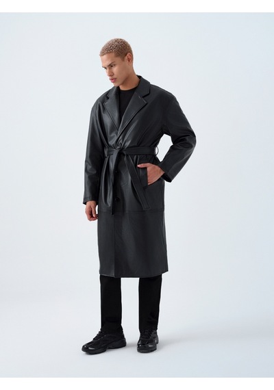 Regular Fit Erkek Trenchcoat Siyah