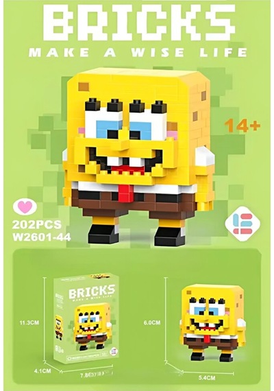 Bricks Sünger Bob Ve Patrick 2'li Figür 3d Yapboz Puzzle Yapı Taş
