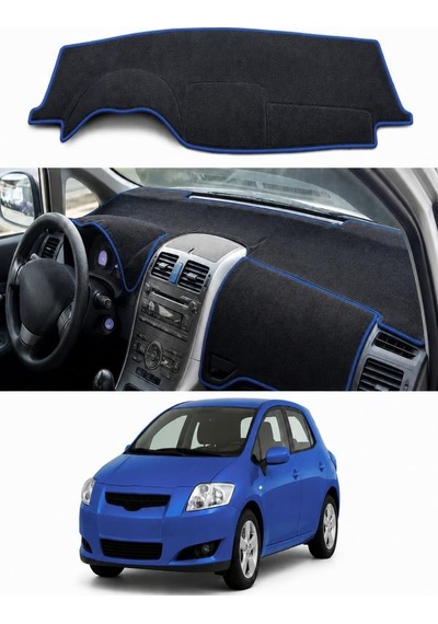 Toyota - Auris 2006-2012 Uyumlu Torpido Koruma Kılıfı - Mavi Şeritli