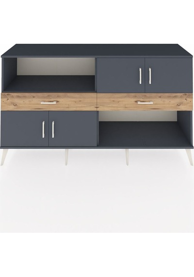 Hyperion Konsol 8 Raflı 3 Çekmeceli Tek Kapaklı 176x44x99 Antras Antrasit-antrasit/çam Hyperion Konsol 8 Raflı 3 Çekmeceli Tek Kapaklı 176x44x99 Antras Antrasit-antrasit/çam